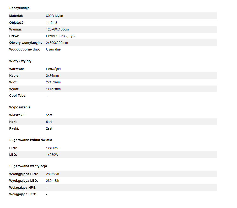 Mammoth Pro+ 120L 120x60x160cm