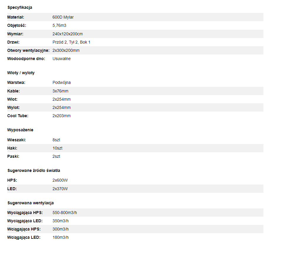 Mammoth Pro+ 240L - 240x120x200cm