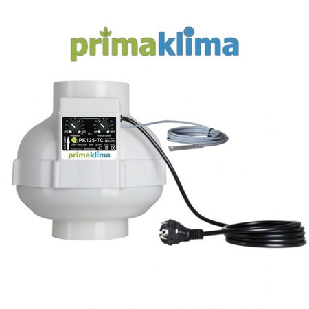 Prima Klima PK Rohrventilator 125, 400m³/h, für 125 mm Rohr, verkabelt, integr. temperaturabhängiger Drehzahlregler