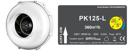 Prima Klima PK Rohrventilator, 360m³/h, für 125 mm Rohr, inkl. Wandhalterung, Kunststoff