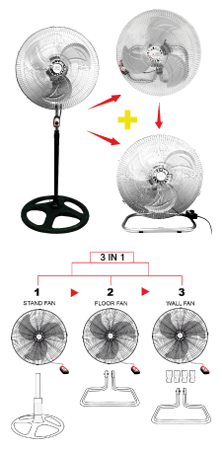 Вентилятор A-Star Stand Fan 3 в 1 55W  48cm с вращением