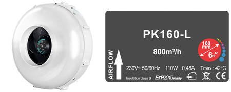 Канальный вентилятор PK160MES 800m3/h 