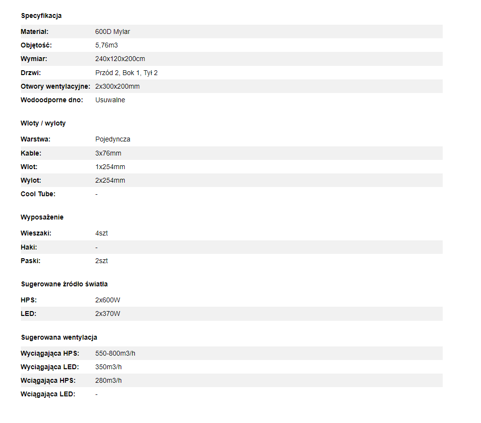 Mammoth Classic+ 240L - 240x120x200cm