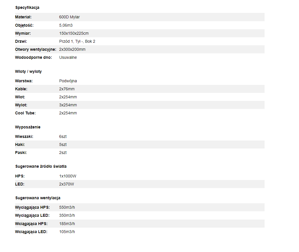 Mammoth Pro+ HC 150 - 150x150x225cm